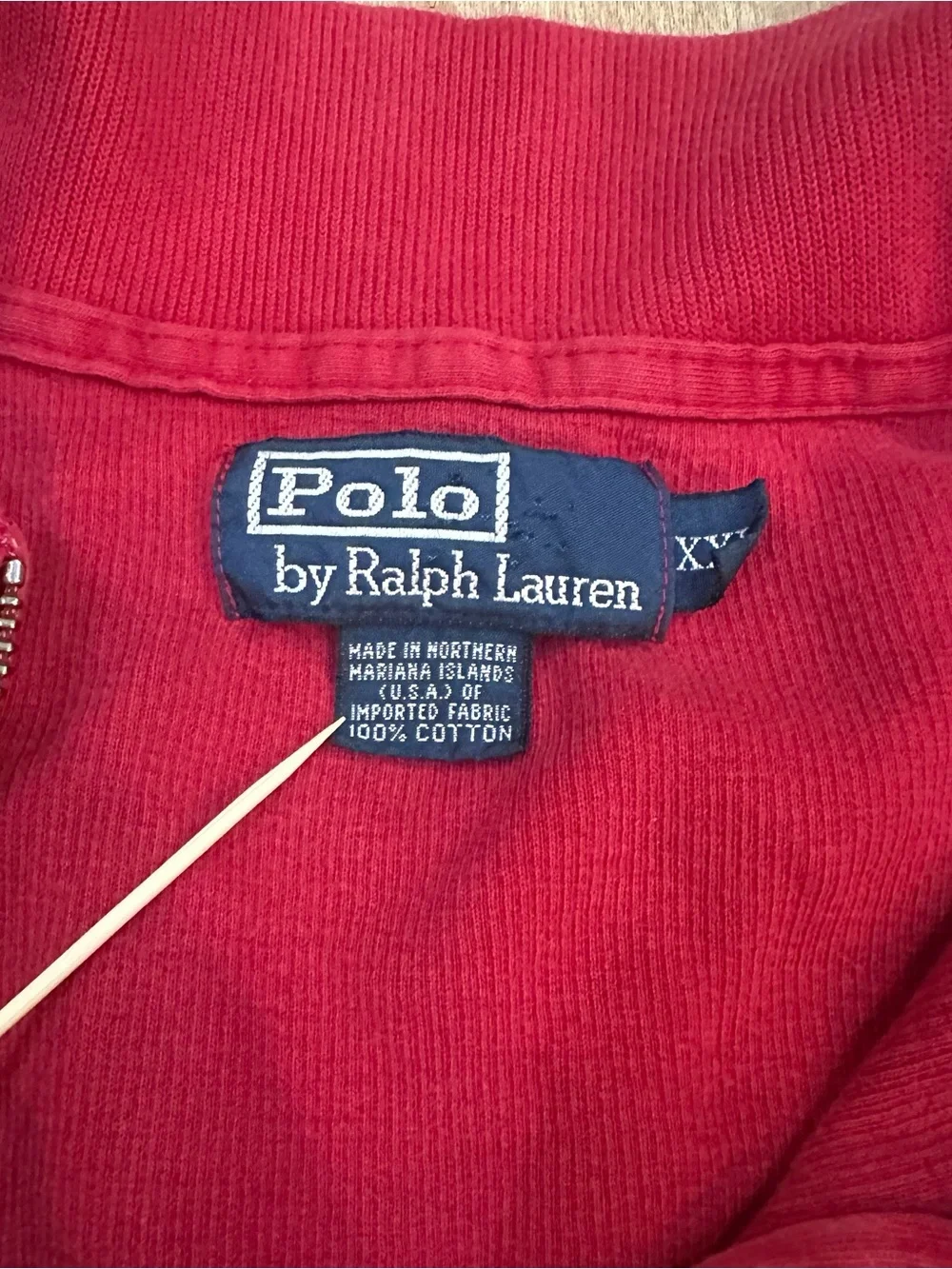 Polo by Ralph Lauren Red Zip-Neck Cotton Top